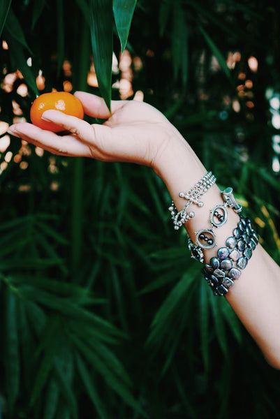 Black Coin Pearl Triple Bracelet