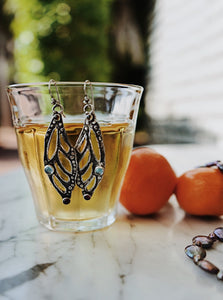 Monarch Wing Earrings with Gem Stones