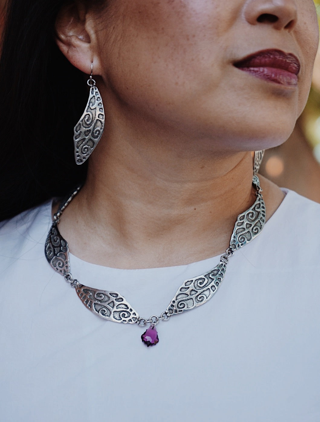 Large Fairy Necklace with Purple Crystal