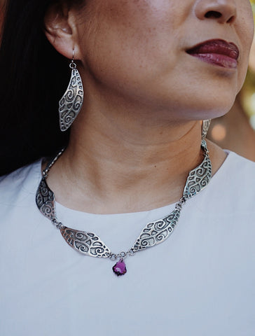 Large Fairy Necklace with Purple Crystal