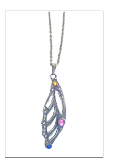 Monarch Patina Wing Necklace with Gem Stones