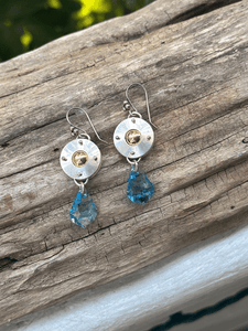 Saucer Earrings Blue Crystal