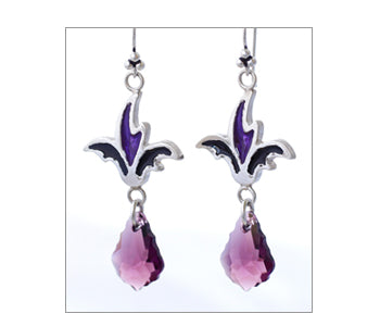 Voodoo Headdress Earrings with Purple Crystal
