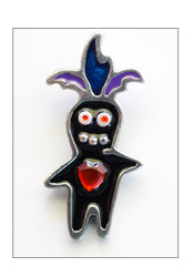 Voodoo Baby Pendant "Love" with Hoodoo Headdress Blue and Purple
