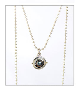 Saturn Pendant with Black Pearl